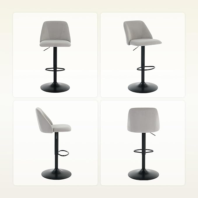 COLAMY Bar Stools Set of 2, Modern Swivel Bar Chairs, Adjustable Upholstered - Image 11