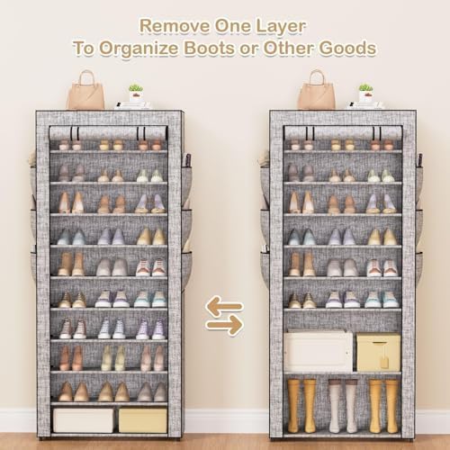 Covered Shoe Rack Tall Metal Shoes Rack Organizer - Image 6