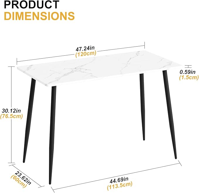 Garden 4 you Wood Dining Table for 4-6 People, Modern Rectangular Indoor Dinner - Image 2