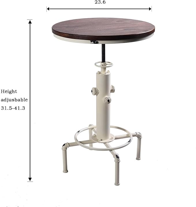 Topower Industrial Bar Table 31.5-41.3" Adjustable Pub Table Kitchen Dining - Image 2