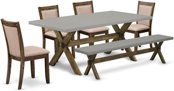 East West Furniture X797MZ716-6 6 Piece Dining Table Set Contains a Rectangle by EastWestFurniture