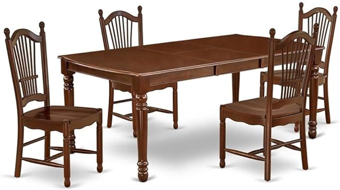 East West Furniture DODO5-MAH-W 5 Piece Kitchen Table & Chairs Set Includes a by EastWestFurniture