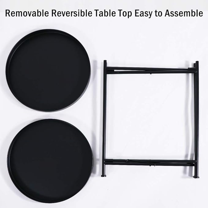 Tiita Round End Table Mental 2-Tier Side Table Nightstand/Small Iron Tables - Image 9