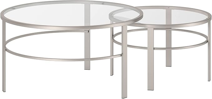 Henn&Hart Round Nested Coffee Table in Satin Nickel, Modern coffee tables - Image 8
