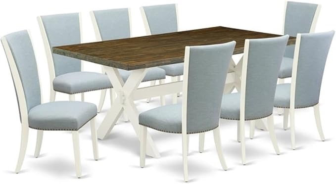 East West Furniture X077VE215-9 9 Piece Kitchen Table Set Includes a Rectangle by EastWestFurniture