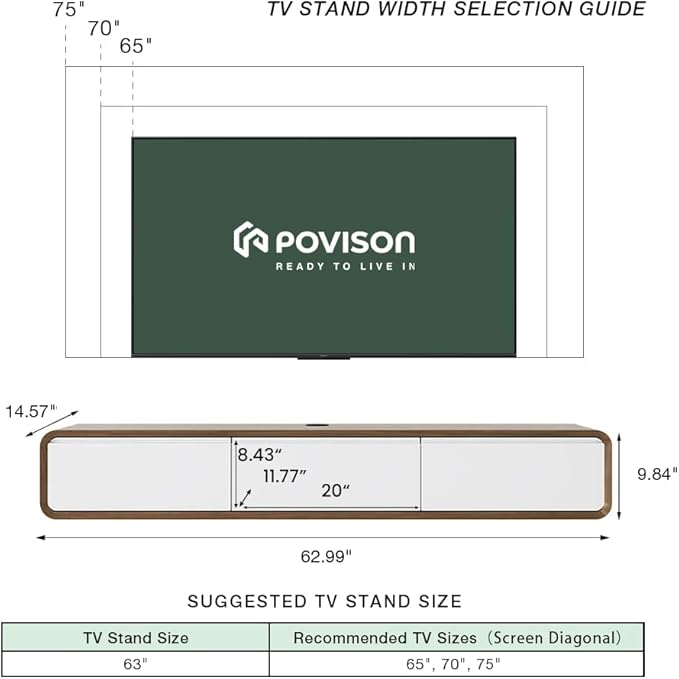 POVISON Fully Assembled Floating TV Stand - Image 5