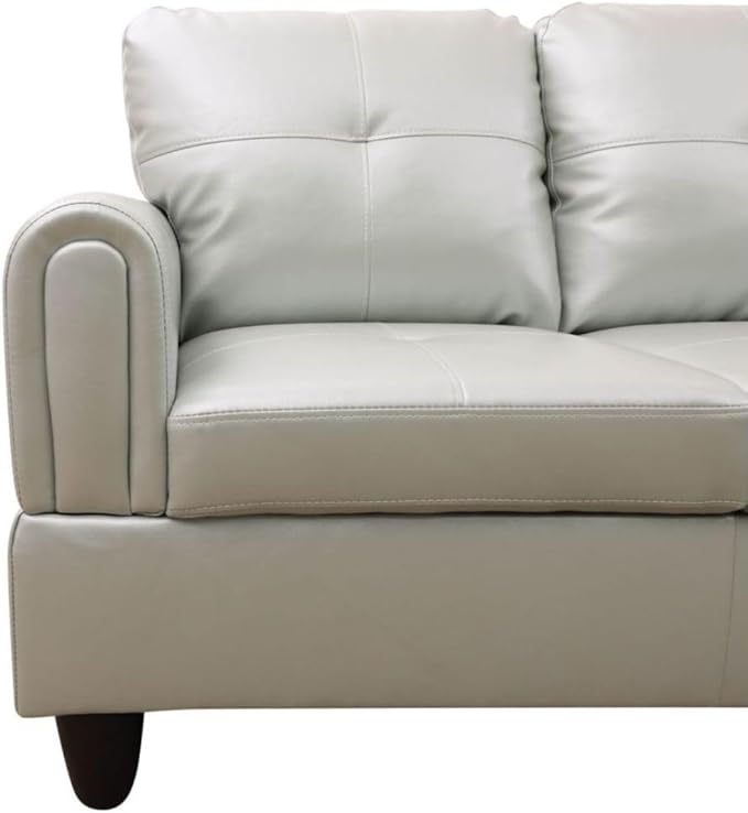 Silver Green L-Shaped 3-Piece Faux Leather Sofa - Image 4