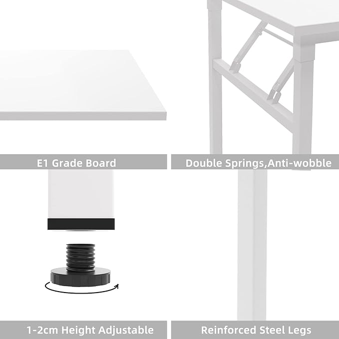 DlandHome Reversible L-Shaped Desk Large Corner Desk Folding Table Computer - Image 4