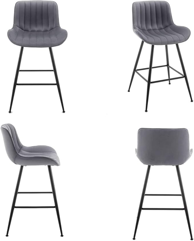 Counter Height Bar Stools, Modern Velvet Barstools Set of 2 - Image 6