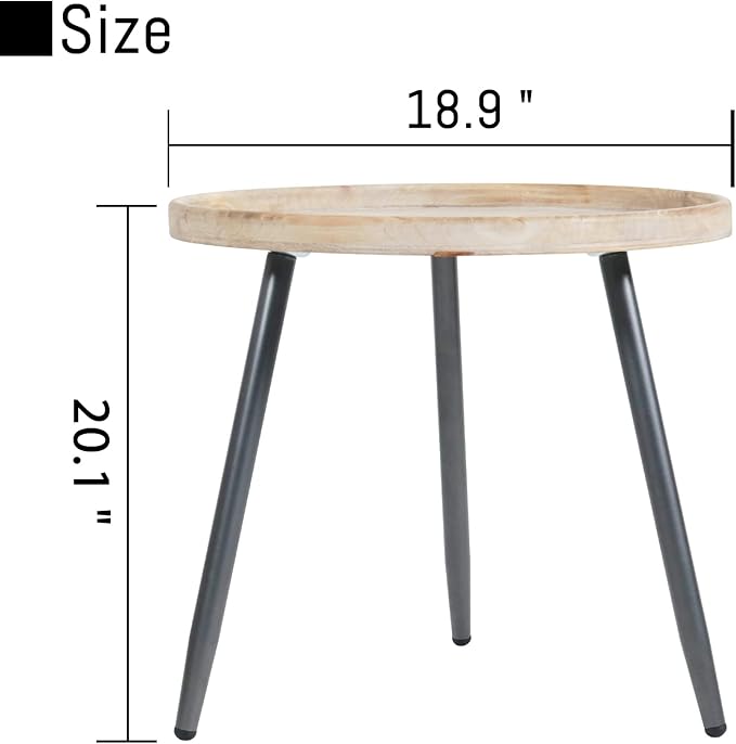 LITA Log Desktop Round Side End Table, Nightstand Tables, Indoor Outdoor Round - Image 2