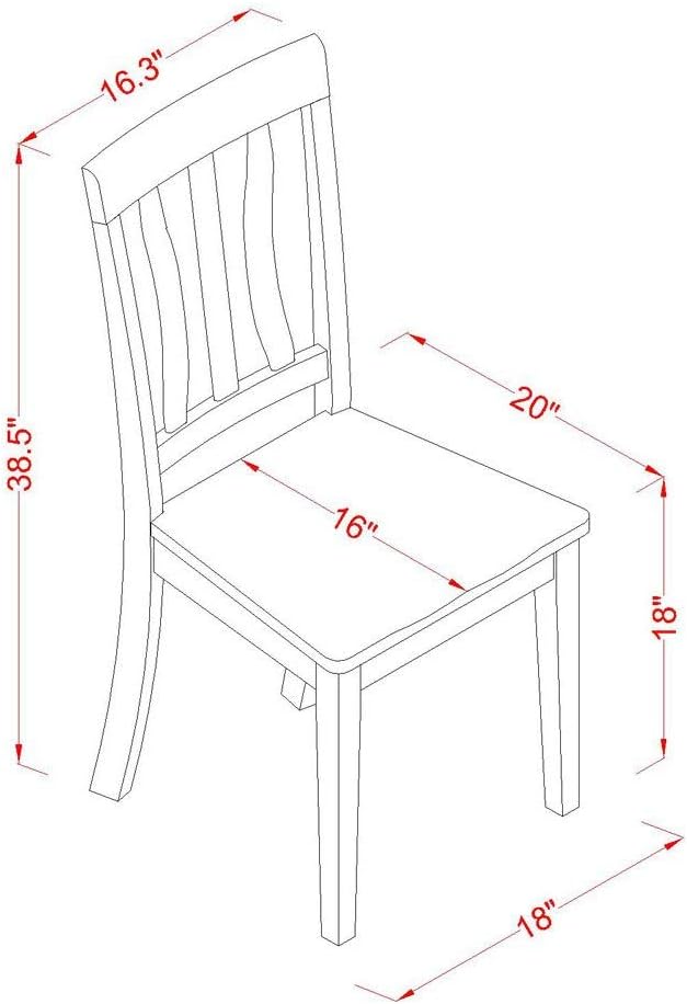 East West Furniture ANTI3-WHI-W 3 Piece Dining Table Set - Image 5