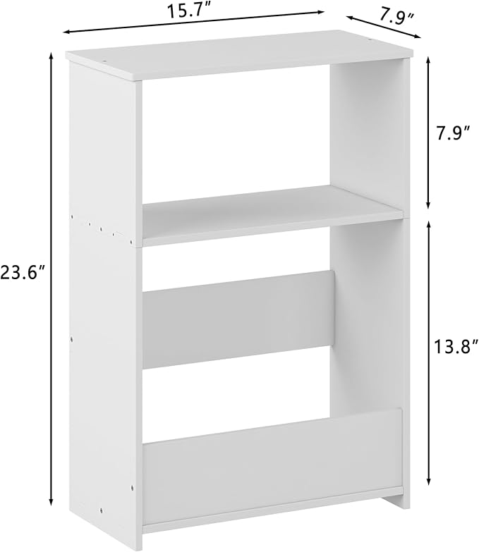 3-Tier Narrow End Table, Small Stand Shelf Narrow White Side Table - Image 3