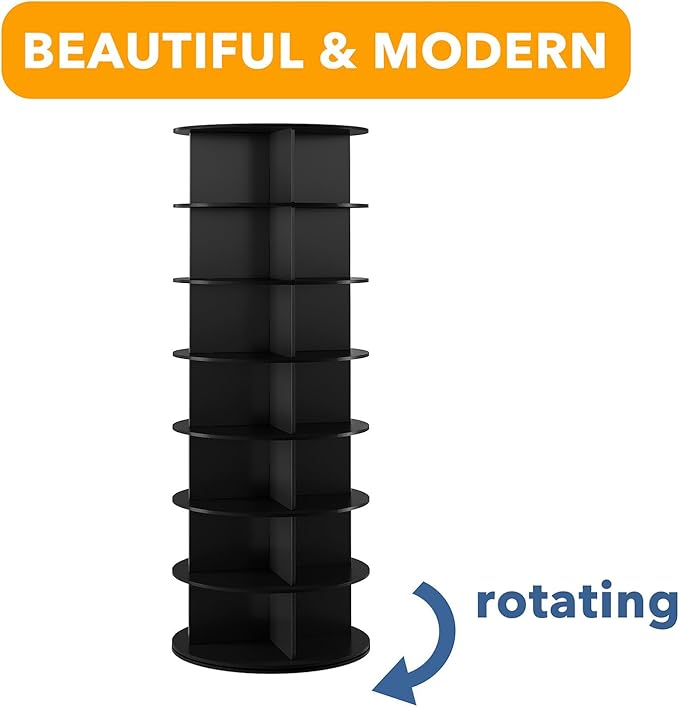 SpaceAid Black 7-Tier Spinning Rotating Shoe Rack Organizer, Shoe Display Tower - Image 7