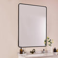 ANDY STAR 48X32 Inch Black Bathroom Mirror, Rounded Rectangle Mirror by ANDYSTAR