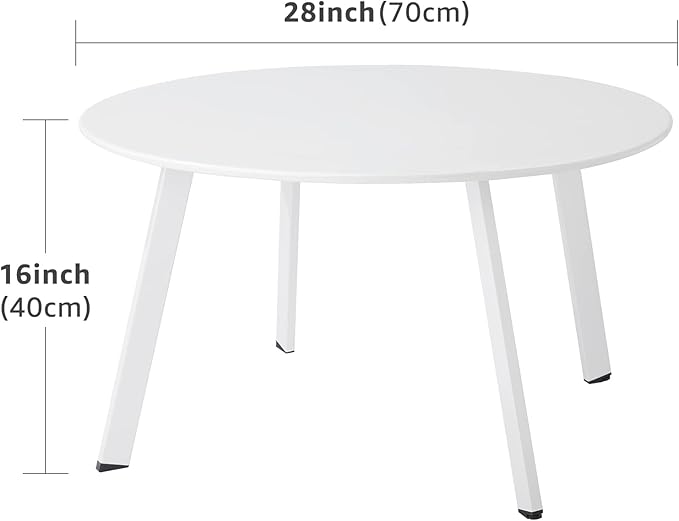 Outdoor Side Table, Outdoor/Indoor Metal Steel Patio Coffee Table, Round - Image 3
