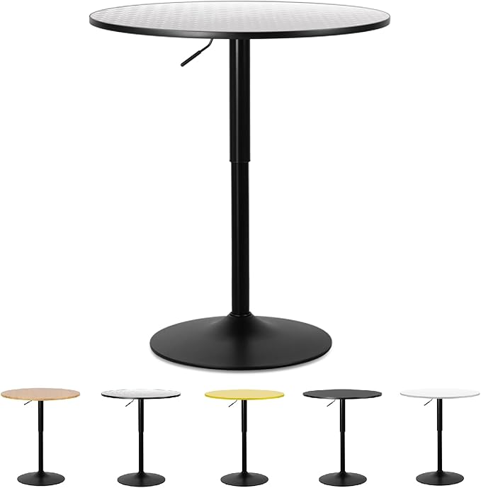 Athena Collection Modern Bar Table Round Top Height Adjustable, Tall Bistro Pub by AthenaCollectionFurniture