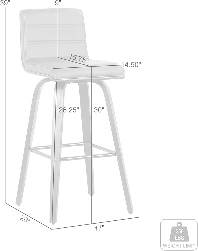 Armen Living Vienna Bar Height Bar Stool Kitchen and Dining, More color/size - Image 3