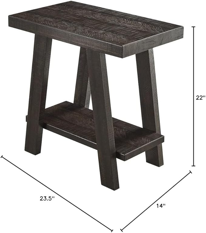 Roundhill Furniture Athens Contemporary Wood Shelf Side Table, Weathered - Image 2