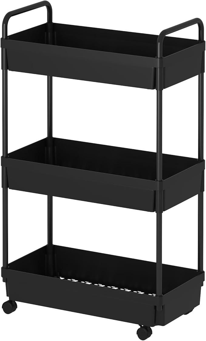 3-Tier Storage Cart，Shelf Organizer Mobile Shelving ，Utility Rolling - Image 2