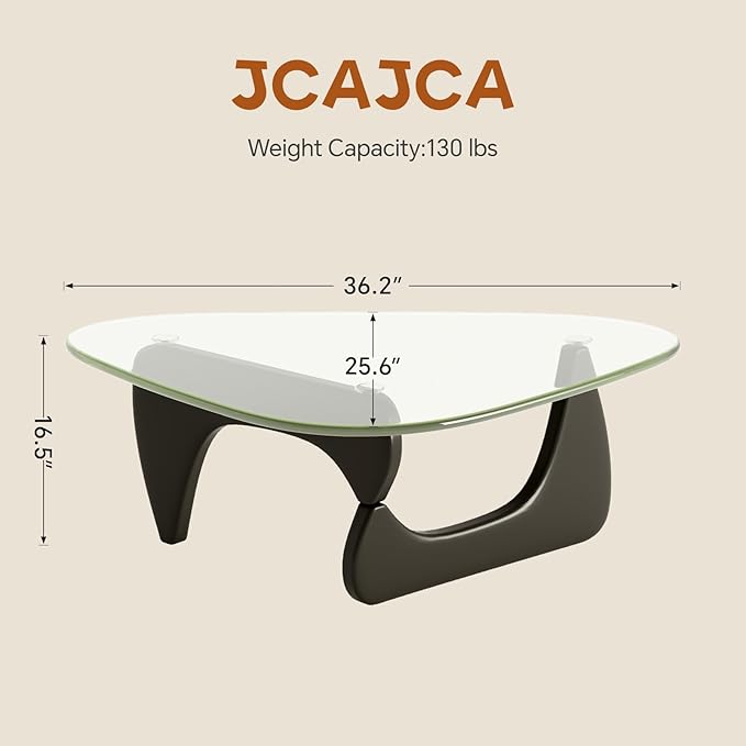 Glass Coffee Table for Living Room Mid Century Modern Triangle Center Table - Image 2