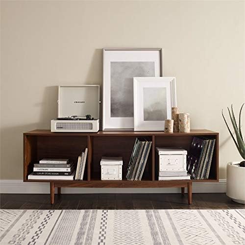 Crosley Furniture Liam Mid-Century Record Storage Console Cabinet, Walnut & - Image 4