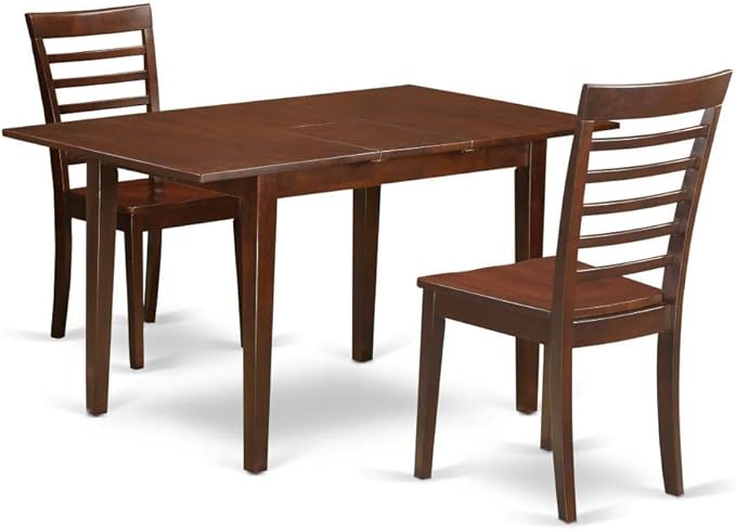 East West Furniture NOML3-MAH-W 3 Piece Dining Set Contains a Rectangle Dining by EastWestFurniture
