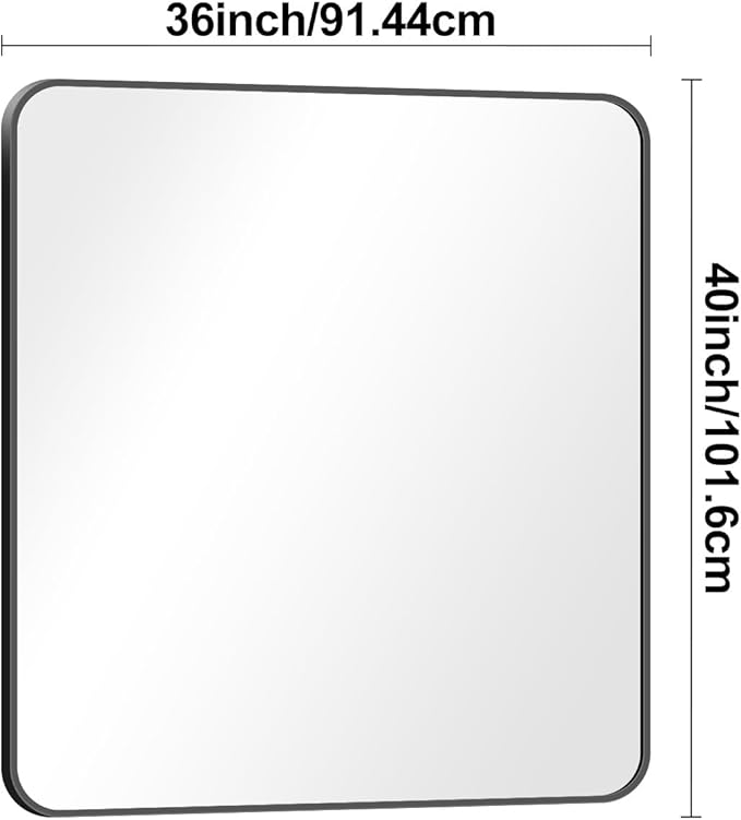 BONEWEI 36x40 inch Bathroom Mirror, Wall Mounted Bathroom Frame Vanity Mirror - Image 7