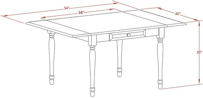 East West Furniture MZCL5-LWH-W 5 Piece Dinette Set - Image 15