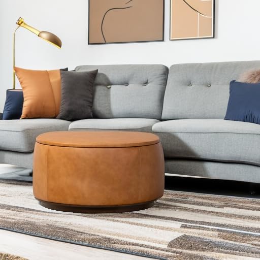 POLY & BARK Herve Storage Ottoman in Cognac Tan - Image 2