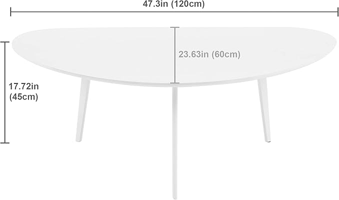 FIRMINANA Mid Century Modern Coffee Table, Large Oval White Coffee Table - Image 3
