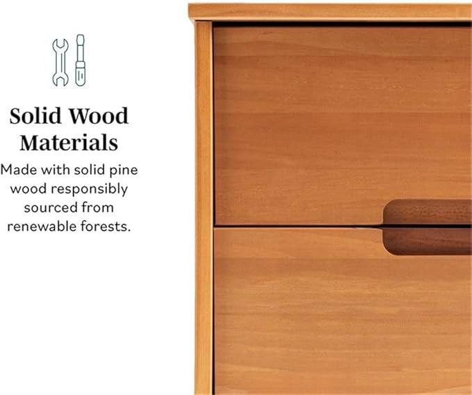 Walker Edison Mid Century Modern Grooved Handle Wood Nightstand Side Table - Image 10