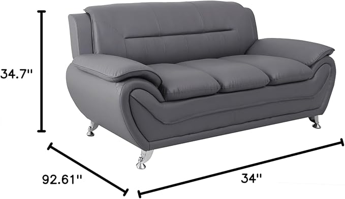 Container Furniture Direct Michael Modern Faux Leather Upholstered Stainless - Image 2
