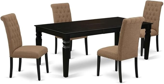East West Furniture LGBR5-BLK-17 5 Piece Dining Set Includes a Rectangle Dining by EastWestFurniture