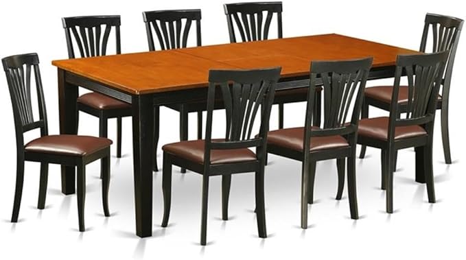 East West Furniture QUAV9-BCH-LC 9 Piece Dining Table Set Includes a Rectangle by EastWestFurniture