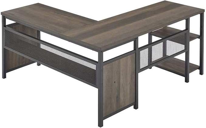FATORRI L Shaped Desk, Industrial Reversible Home Office Computer Desk - Image 9