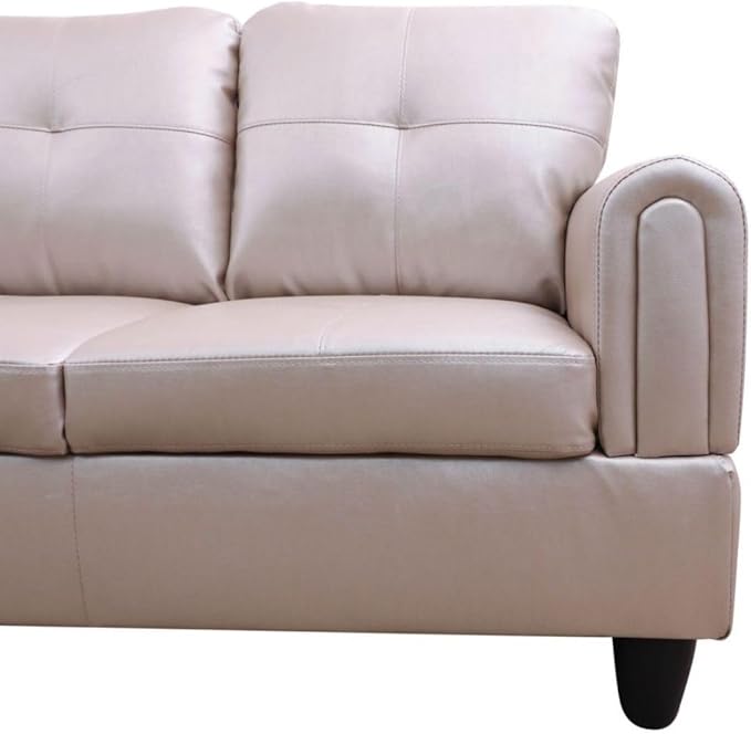 Latte L-Shaped 3-Piece Faux Leather Sofa - Image 5