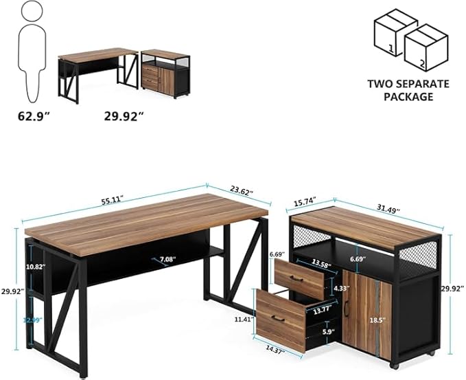 Tribesigns 55" Executive Desk - Image 3