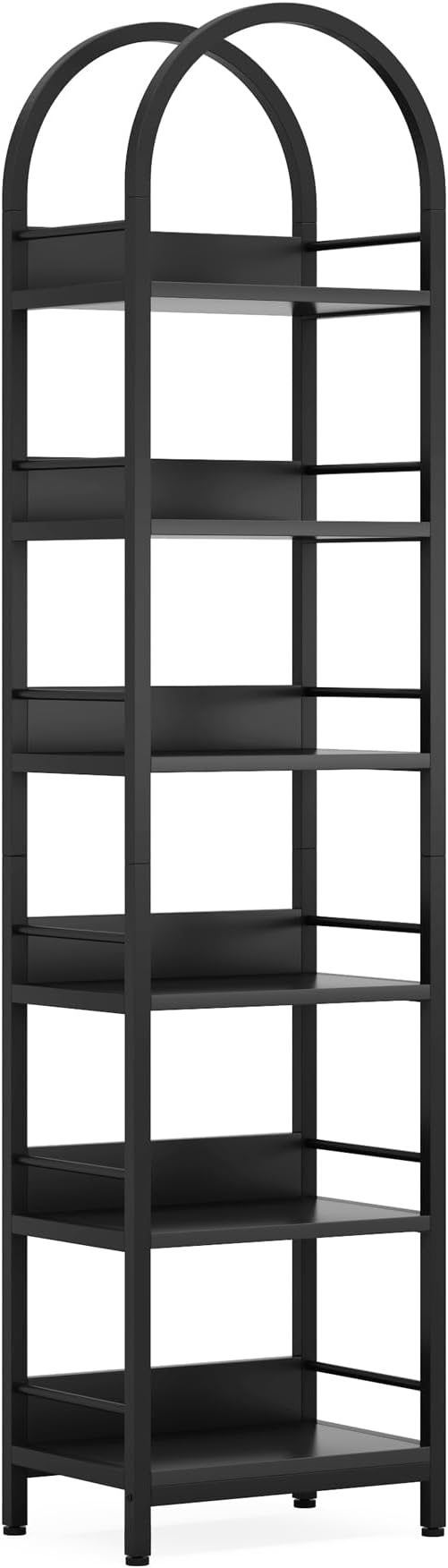 LITTLE TREE 6-Tier Open Bookshelf, 78.7" Tall Arched Bookcase, Freestanding - Image 8
