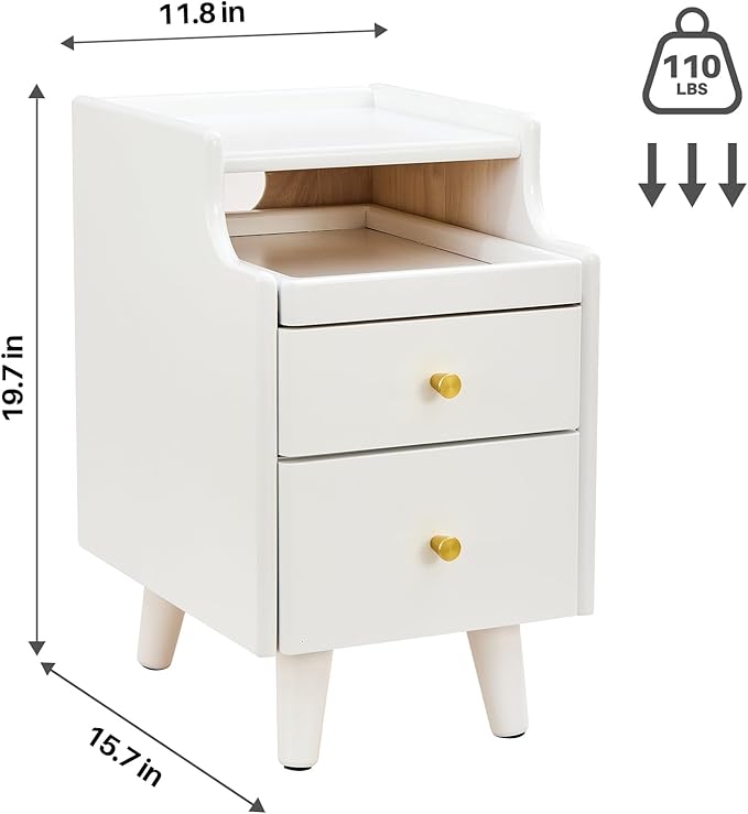 Uniclinens White Narrow Nightstand - Image 2