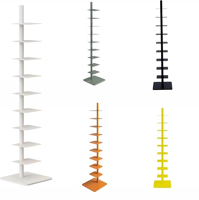 9-Tier Spine Bookshelf Metal Bookcase 5 Colors Vertical Bookshelf Tower by Unknown