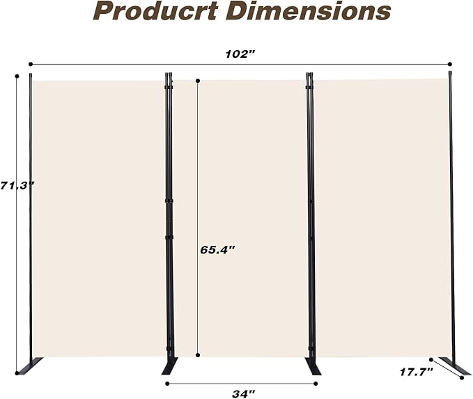 Room Divider, 3 Panel Folding Privacy Screens - Image 2
