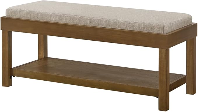24KF Large Rectangular Storage Bench, Upholstered Seat Cushion, Ottoman Coffee - Image 4