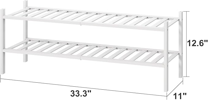 Long Shoe Rack for Entryway, Shoe Organizer for Hallway Closet, Bamboo Wood - Image 3