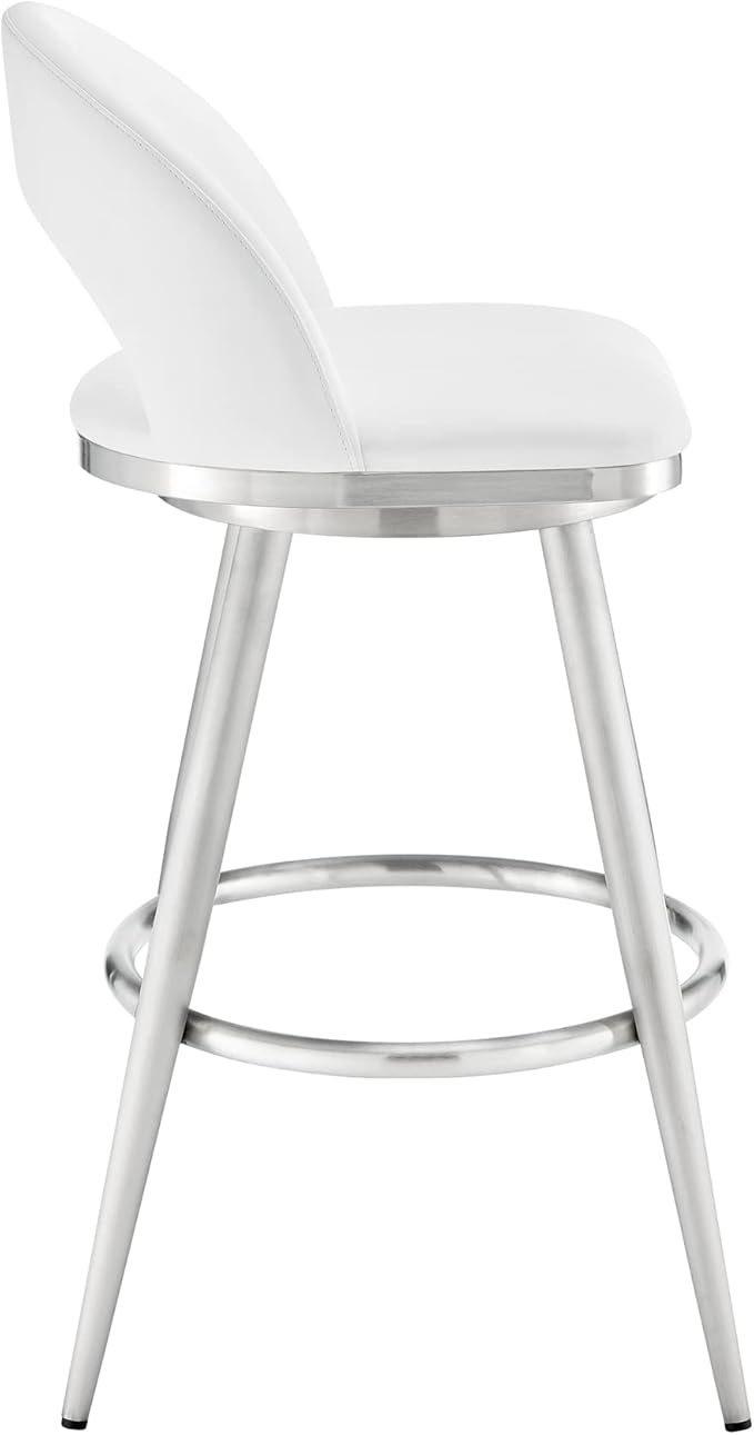 Armen Living Charlotte Swivel Bar Stool in Brushed Stainless Steel - Image 5