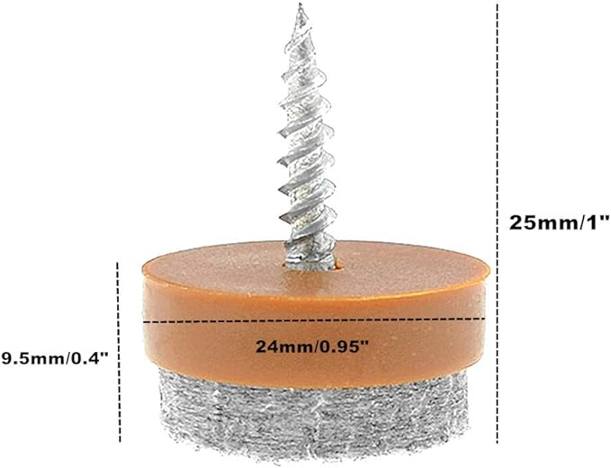 ALIMITOPIA 40pcs Screw-on Furniture Felt Pad Chair Glide Slider Hardwood Floor - Image 2