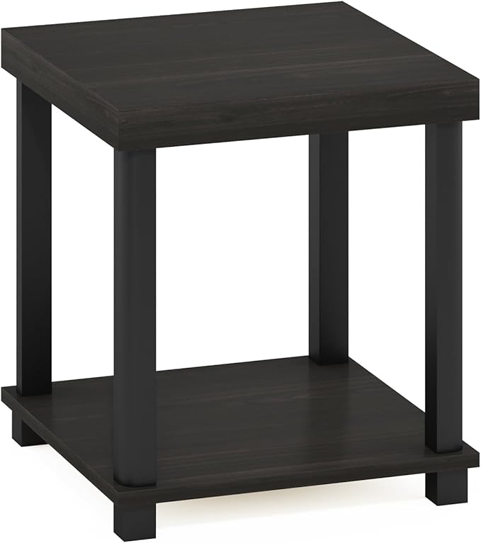 Furinno Turn-N-Tube Classic 2-Tier End Table, Side Table, Espresso/Black - Image 5