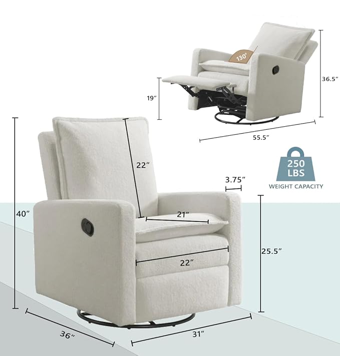 Oxford Baby Uptown Upholstered Swivel Glider and Recliner Nursery Chair - Image 3
