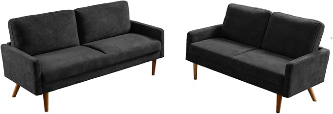 Kent 2 Piece Velvet Sofa and Loveseat Set, European Style - Image 5