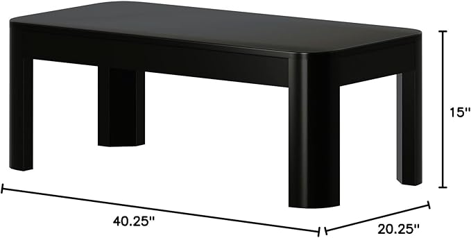 Plank+Beam Small Modern Rounded Coffee Table, 40 Inch, Solid Wood Contemporary - Image 2