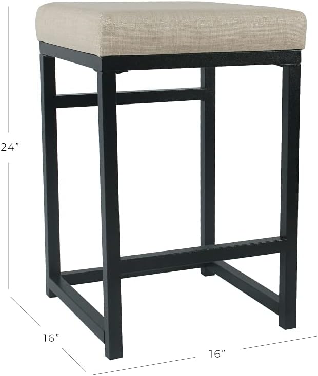 HomePop Home Decor | Modern 24-Inch Counter Stool | Backless Metal Frame Bar - Image 3